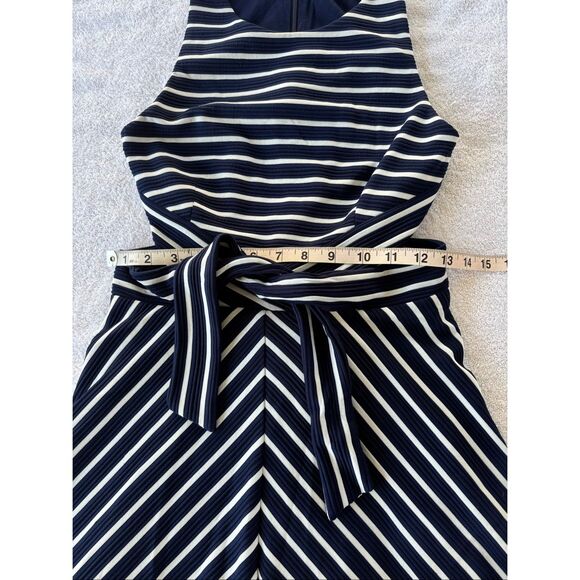 Anthropologie X Hutch Kinsley Blue/White Striped Cutout chevron Dress XS tie - Picture 10 of 13